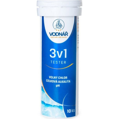 VODNÁŘ TESTER 3v1 10 ks - měření pH, chloru a alkality